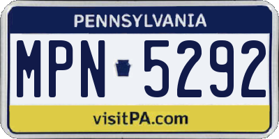 PA license plate MPN5292
