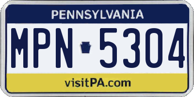PA license plate MPN5304