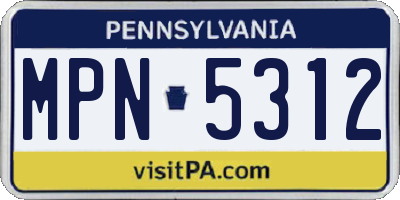 PA license plate MPN5312