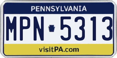 PA license plate MPN5313