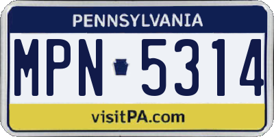 PA license plate MPN5314