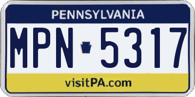 PA license plate MPN5317