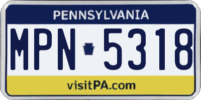 PA license plate MPN5318
