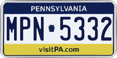 PA license plate MPN5332