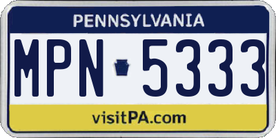 PA license plate MPN5333