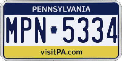 PA license plate MPN5334
