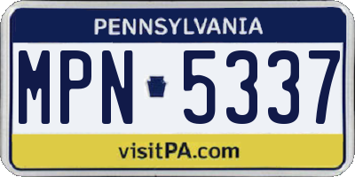 PA license plate MPN5337