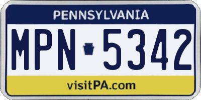 PA license plate MPN5342