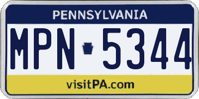PA license plate MPN5344
