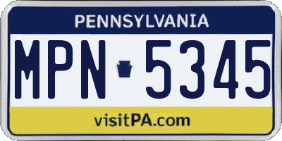 PA license plate MPN5345