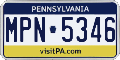 PA license plate MPN5346