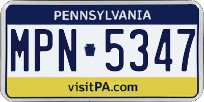 PA license plate MPN5347