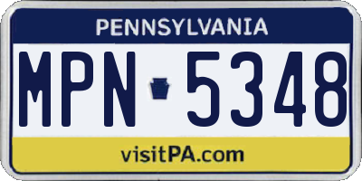 PA license plate MPN5348