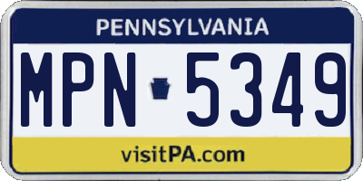 PA license plate MPN5349