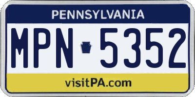 PA license plate MPN5352