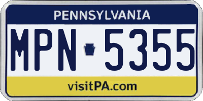 PA license plate MPN5355