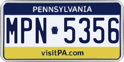 PA license plate MPN5356