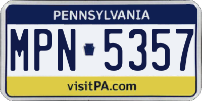 PA license plate MPN5357