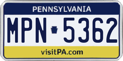 PA license plate MPN5362