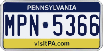 PA license plate MPN5366