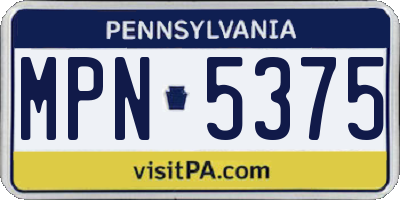 PA license plate MPN5375