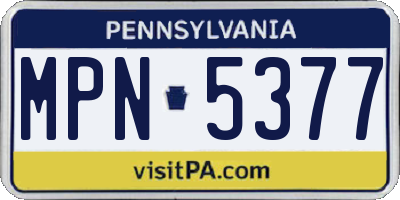 PA license plate MPN5377