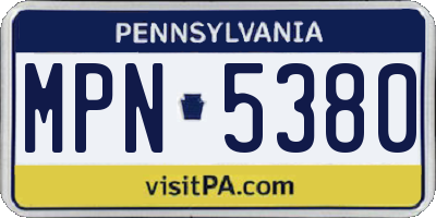 PA license plate MPN5380