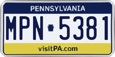 PA license plate MPN5381