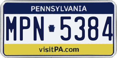 PA license plate MPN5384