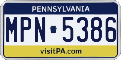 PA license plate MPN5386