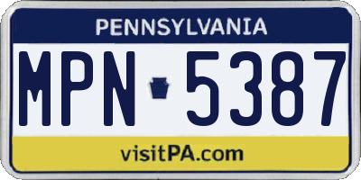 PA license plate MPN5387
