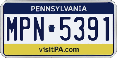 PA license plate MPN5391