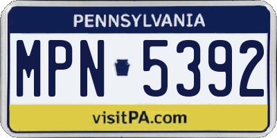 PA license plate MPN5392