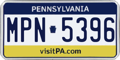 PA license plate MPN5396