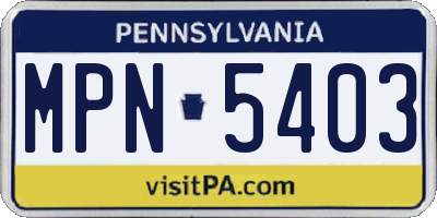 PA license plate MPN5403