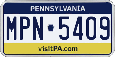 PA license plate MPN5409