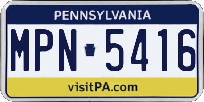 PA license plate MPN5416