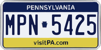 PA license plate MPN5425