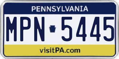 PA license plate MPN5445
