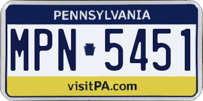 PA license plate MPN5451