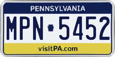PA license plate MPN5452
