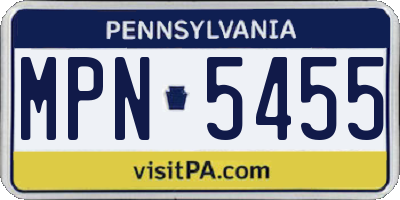 PA license plate MPN5455
