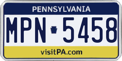 PA license plate MPN5458