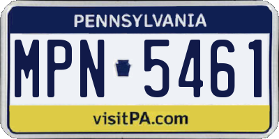 PA license plate MPN5461