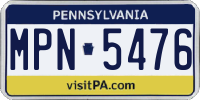 PA license plate MPN5476