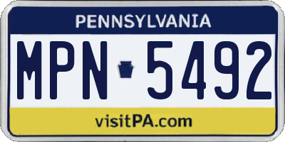 PA license plate MPN5492