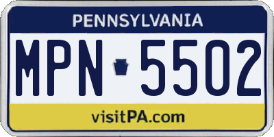 PA license plate MPN5502