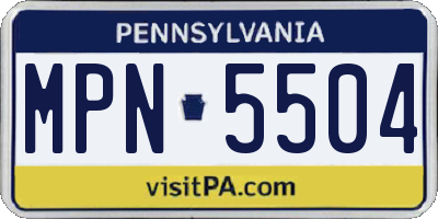 PA license plate MPN5504
