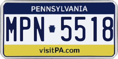 PA license plate MPN5518