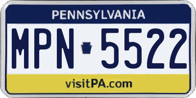 PA license plate MPN5522
